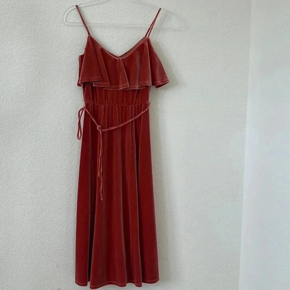 EUC | June & Hudson | Ruffle V Neck Midi Dress | Sz S - Picture 1 of 5